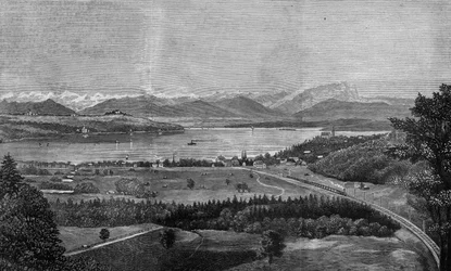 Der Starnberger See, in der Nähe von München, wo sich der verstorbene König von Bayern ertränkte, aus 